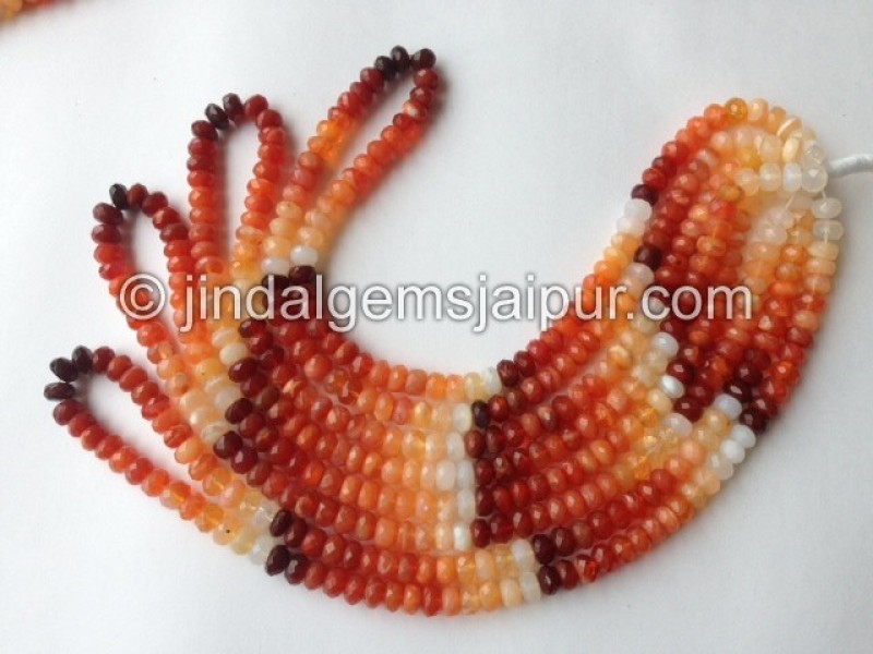 Fire Opal Far Faceted Roundelle Shape Beads